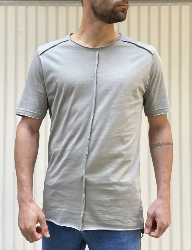 NDC ανδρικό γκρι ασύμμετρο T-shirt με ραφή 232917G