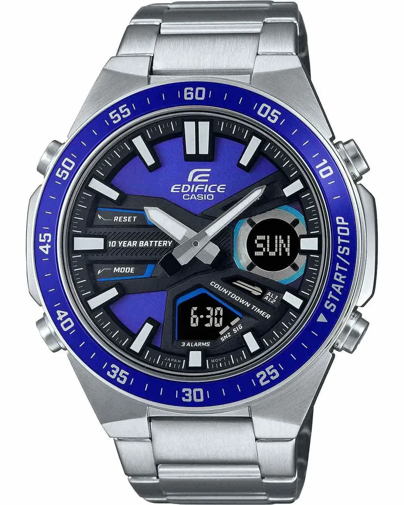 CASIO Edifice Dual Time Chronograph - EFV-C110D-2AVEF, Silver case with Stainless Steel Bracelet
