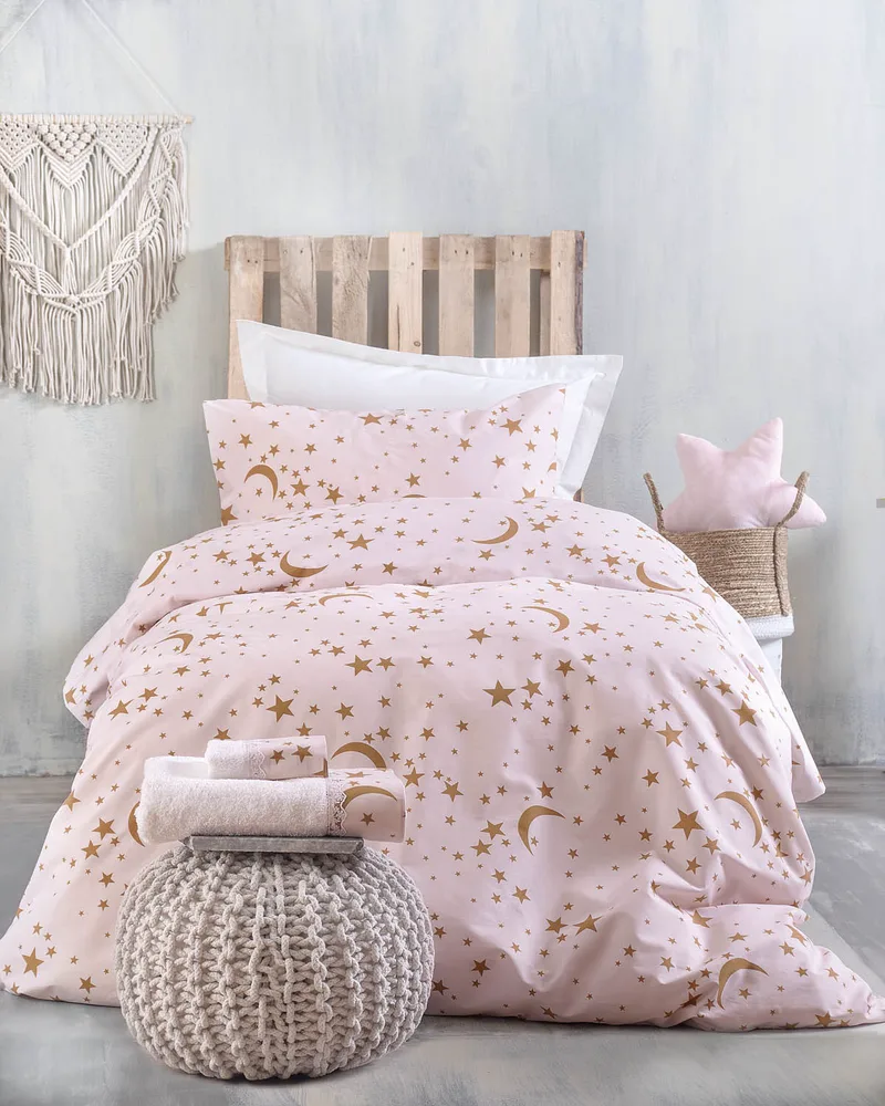 Σετ παπλωματοθήκη Υ/Δ (220Χ250) MOONLIGHT PINK, RYTHMOS HOME