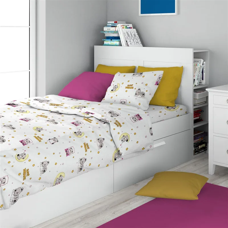 Σετ Σεντόνια 3τμχ Μονά 160x240εκ. Sweet Dreams 553 White-Ροζ DimCol (Ύφασμα: Βαμβάκι 100%, Τύπος κατωσέντονου: Χωρίς Λάστιχο, Χρώμα: Λευκό) - DimCol - 32112223035