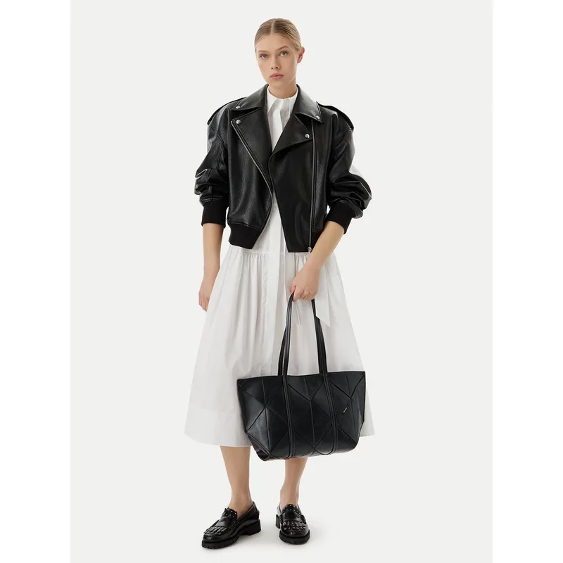 Τσάντα Calvin Klein Woven Medium Carryall LV04F3548G Μαύρο