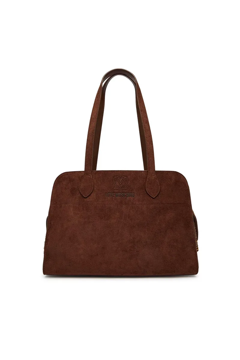 Love Moschino γυναικεία τσάντα tote με ανάγλυφο λογότυπο - JC4272PP0OKJ0 Καφέ Σκούρο