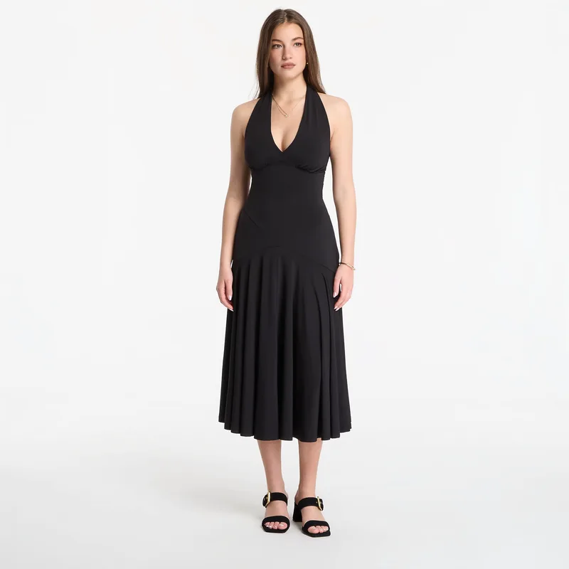 Φόρεμα Michael Kors Stretch Matte Jersey Halter Midi Dress Black M