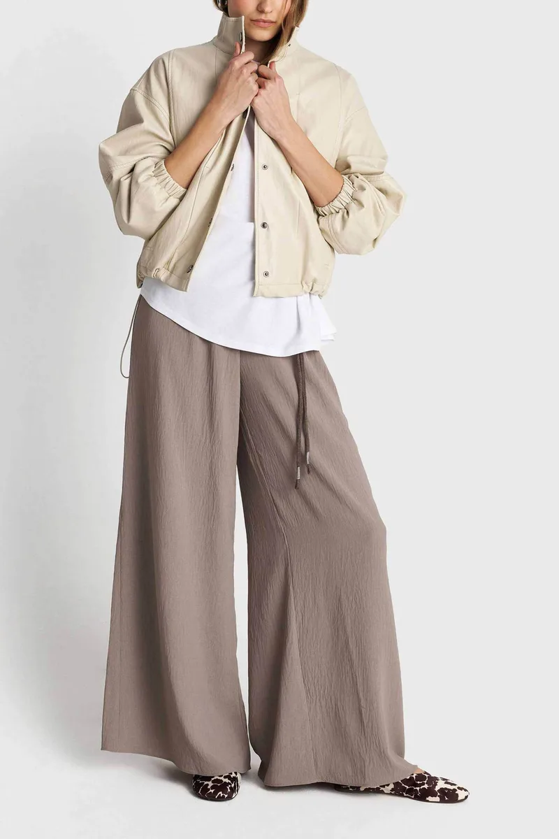 'ALE γυναικεία παντελόνα μονόχρωμη Loose Fit - 82276008 Ανθρακί