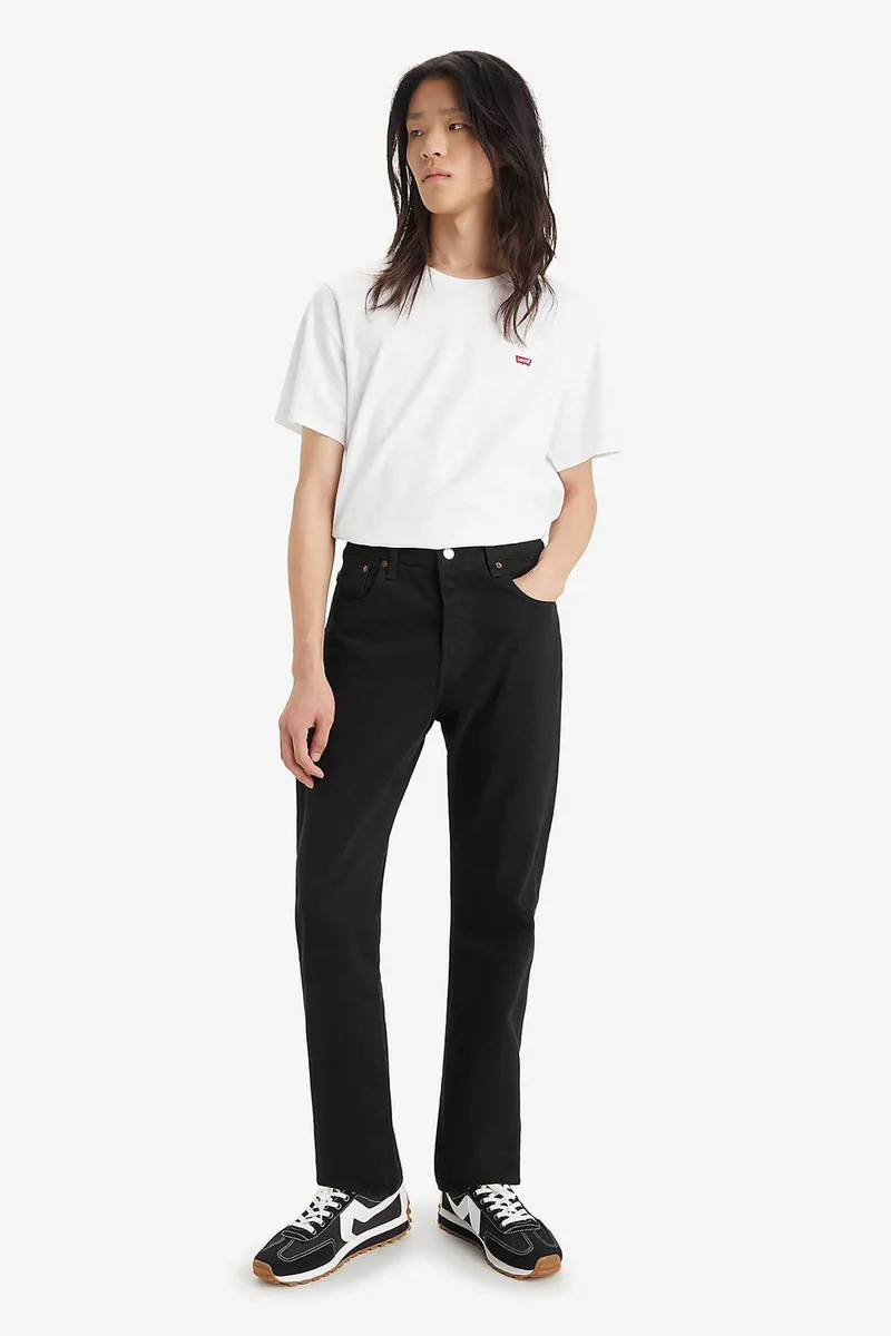Levi's® ανδρικό τζιν παντελόνι πεντάτσεπο Stonewashed Straight Fit "501® Original" - 005010165-** Μαύρο