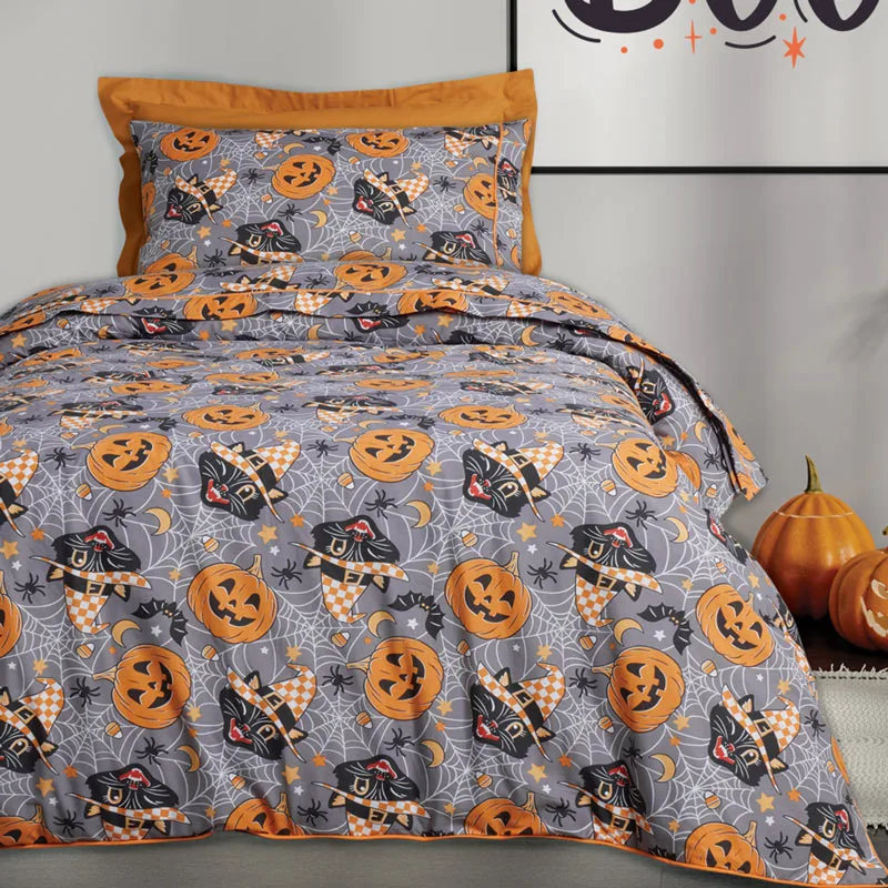 Παπλωματοθήκη Μονή Σετ 160x240 Das Home Halloween 4968 Grey