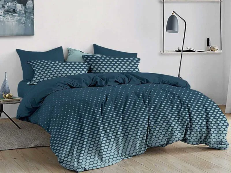 Σετ Σεντόνια Ραφ Μπλε Dots 100% Βαμβακερά Γαρύφαλλο - 160x260