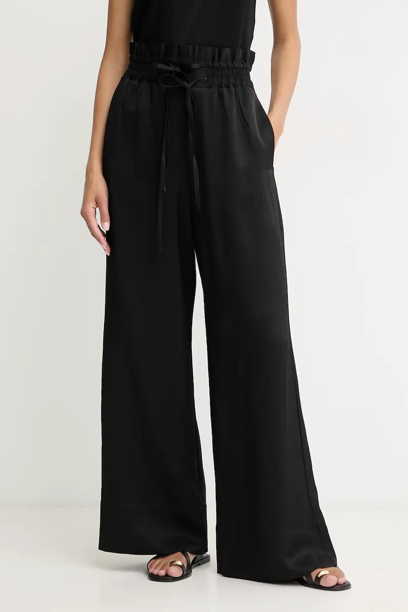 BOSS Πορτοκαλί παντελόνι wide leg γυναικείο με πρόσμιξη λινού C Tacola
