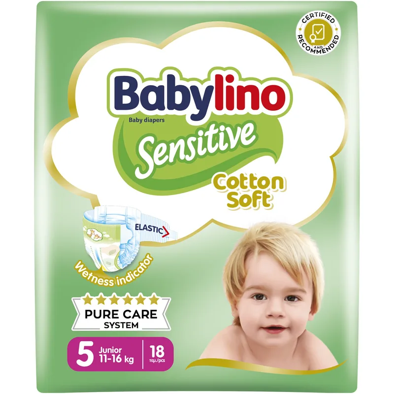 Babylino Sensitive Cotton Soft Junior Νο5 (11-16kg) 18 Τεμάχια