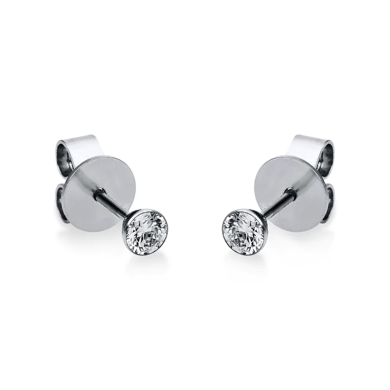 Diamond Group Σκουλαρίκια Μονόπετρα με Διαμάντια Brilliant από Λευκό Χρυσό 18 Καρατίων SK2173