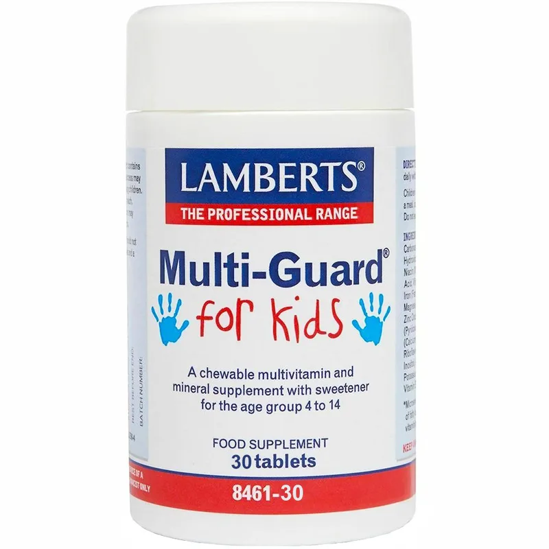 Lamberts Multi-Guard For Kids Συμπλήρωμα Διατροφής με Συνδυασμό Βιταμινών, Μετάλλων & Ιχνοστοιχείων για Σωστή Ανάπτυξη, Ενέργεια & Ανοσοποιητικό για Παιδιά από 4-14 Ετών 30chew.tabs
