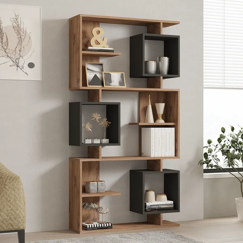 Βιβλιοθήκη Icardi - Atlantic Pine, Anthracite 835Puq5316 (90x171,9x24,6)