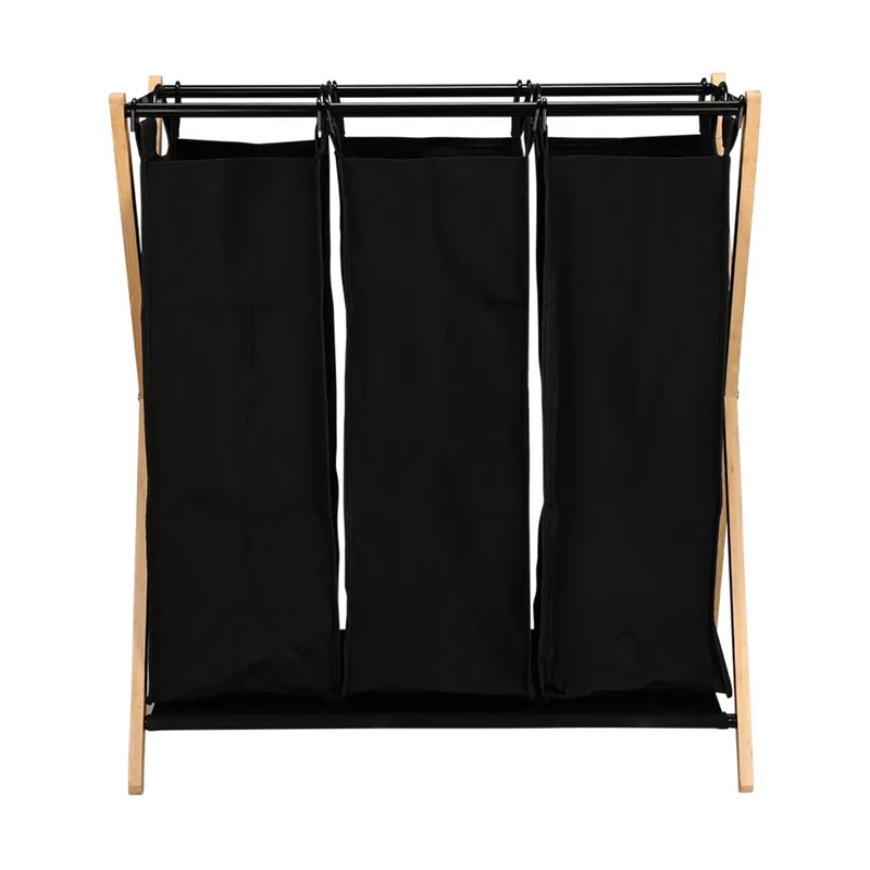Καλάθι Απλύτων 3 Θέσεων 102lt-68x40x76εκ. Μαύρο Bamboo Essentials Estia 02-26967 (Υλικό: Bamboo, Χρώμα: Μαύρο) - estia - 02-26967