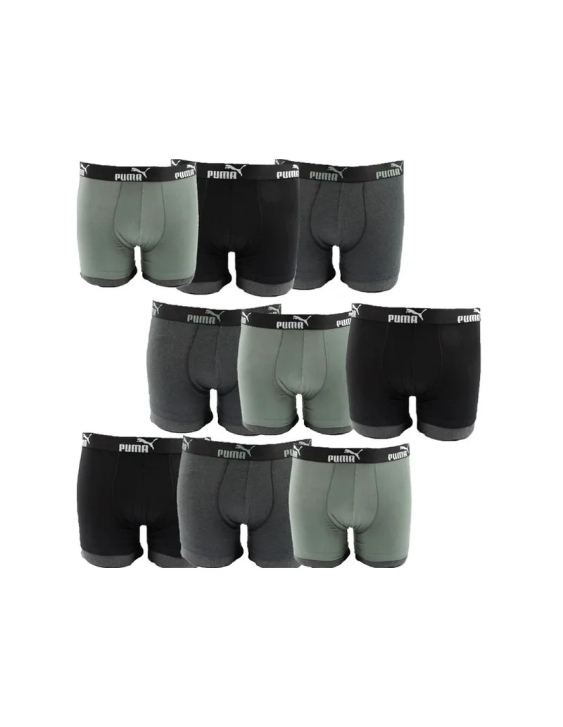 Puma Men's Boxer Briefs 9Pack Black Gray Khaki Comfortable Cotton