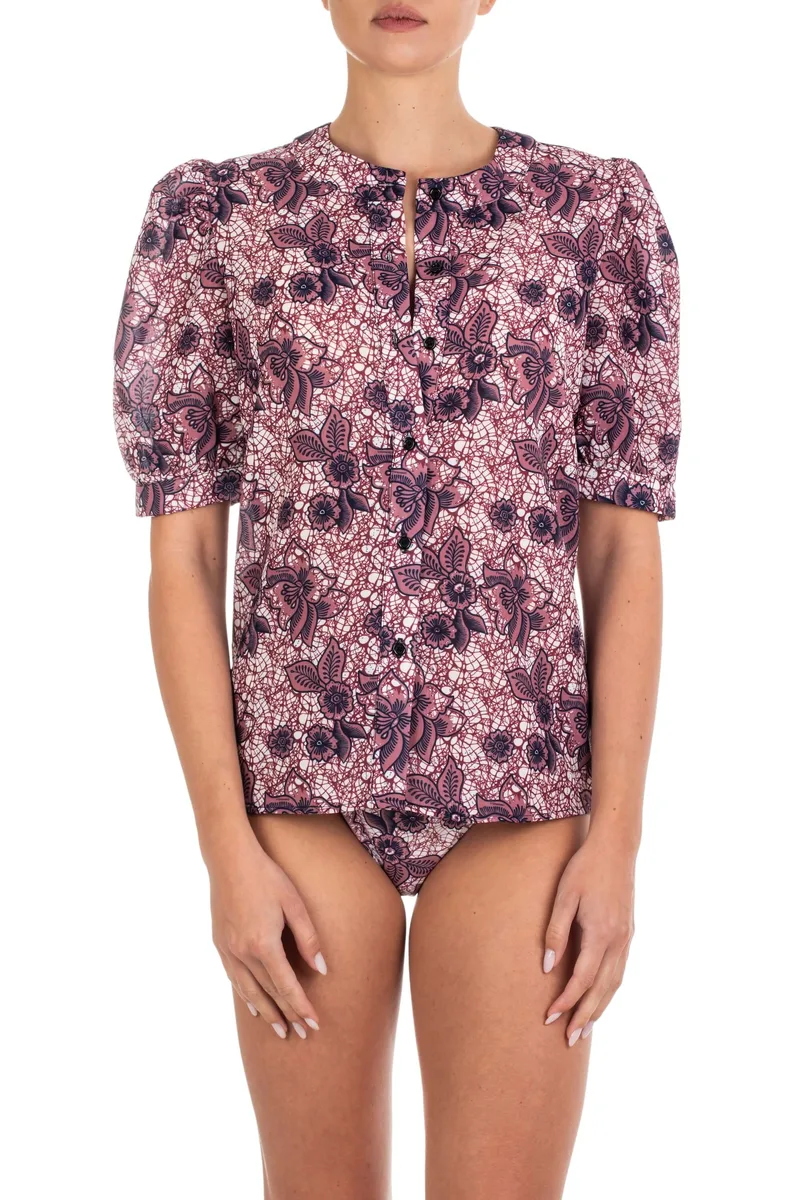 Emmanuela Swimwear Γυναικεία Μπλούζα Με Floral Εμπριμέ Σχέδιο