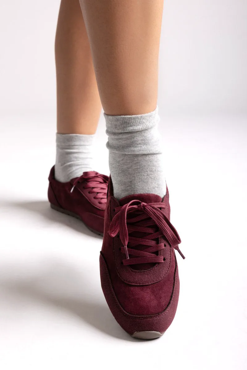 Ideal shoes Σουέτ χαμηλά sneakers - 9723 - Burgundy Suede