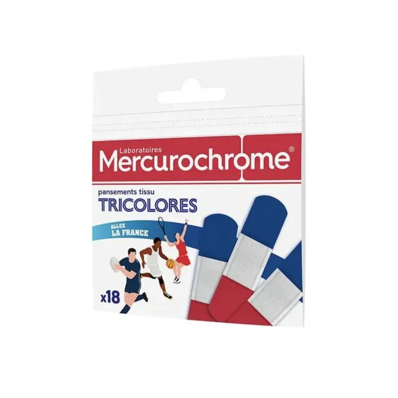 Mercurochrome Tricolor Fabric Plasters x18