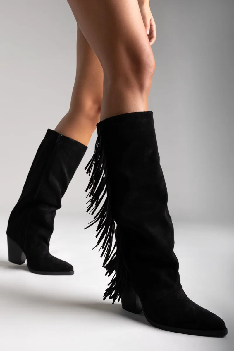ERYNN Cowboy Boots - RXJ-296 - Black Suede