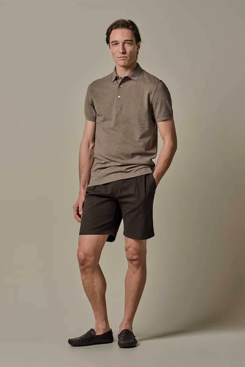 Profuomo ανδρική βερμούδα με ελαστική μέση Relaxed Fit - PPXQ10002A Καφέ