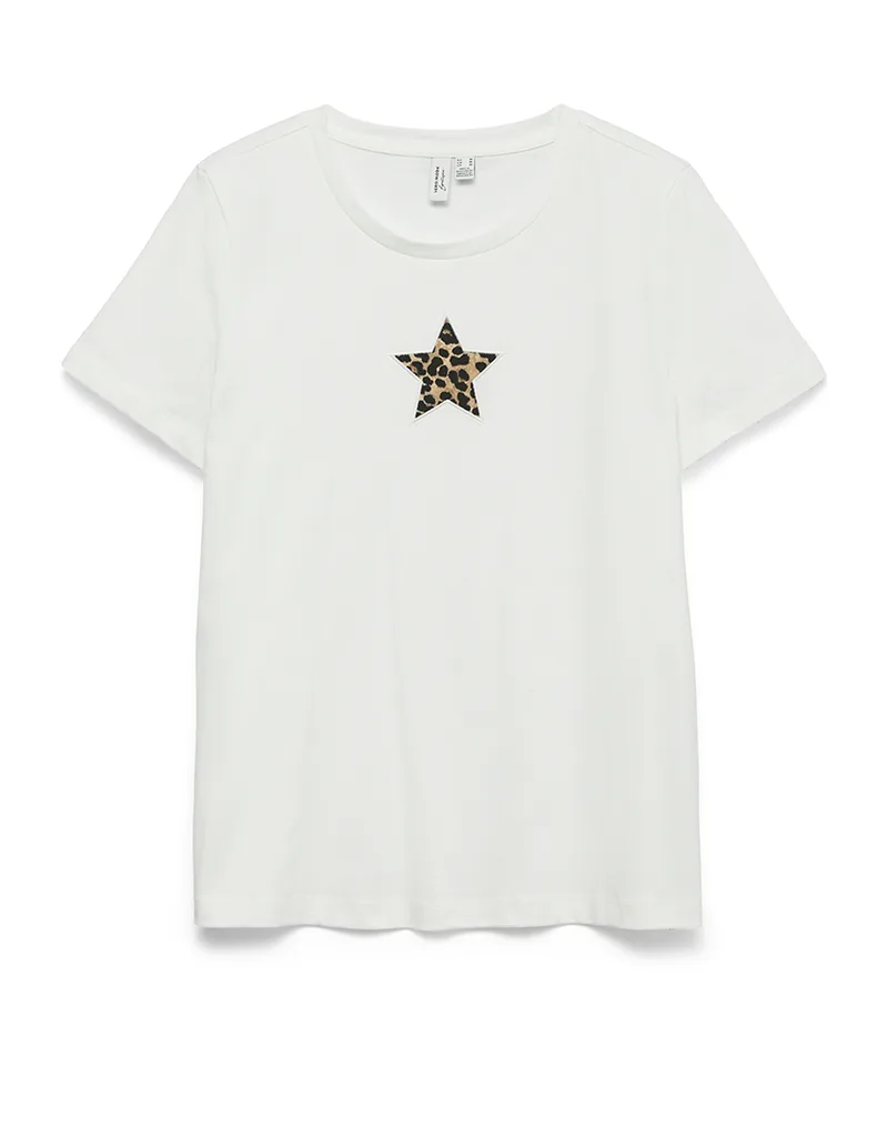 VERO MODA VMISUMA S/S T-SHIRT JRS BTQ 10340644-Snow WhiteSTARPATCH OffWhite