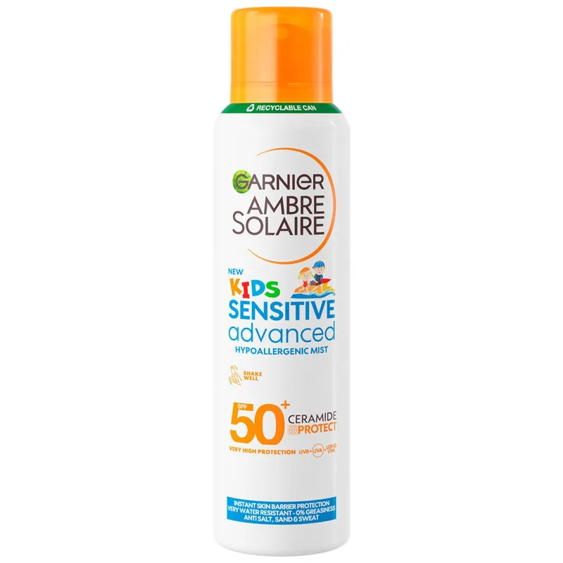 Garnier Ambre Solaire Kids Sensitive Advanced Spray Spf50+ Παιδικό Σπρέι Πολύ Υψηλής Προστασίας για την Ευαίσθητη Επιδερμίδα 150ml