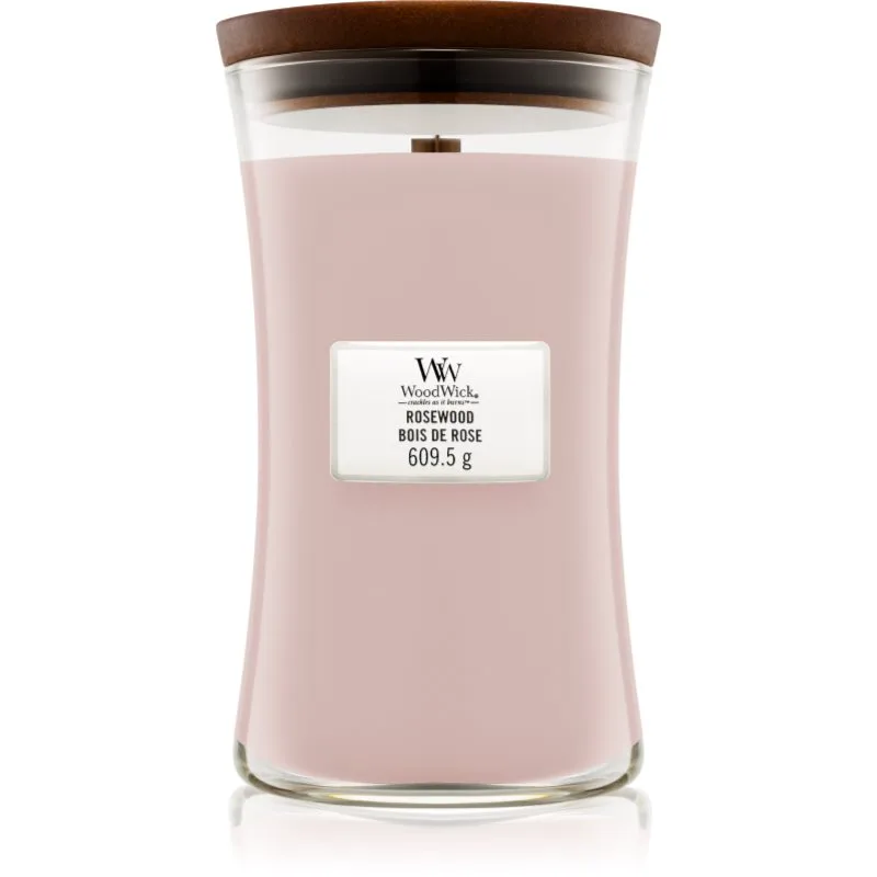 Woodwick Rosewood αρωματικό κερί με ξύλινο φιτίλι 609.5 γρ