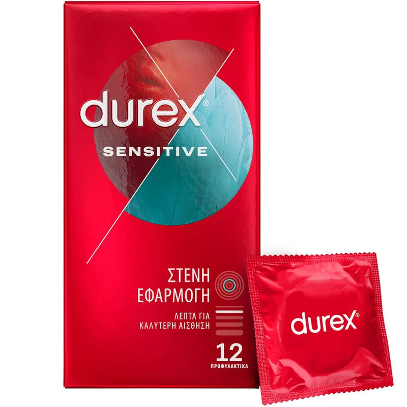 Durex Sensitive Tight Fit Λεπτά Προφυλακτικά με Στενή Εφαρμογή 12 Τεμάχια