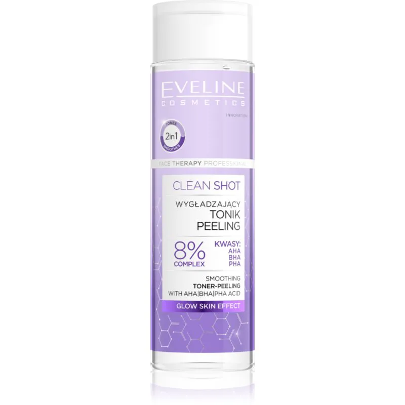 Eveline Cosmetics Clean Shot 8% Complex Of Hydroxy Acids λειαντικό τονωτικό με αποτέλεσμα απολέπισης 200 ml