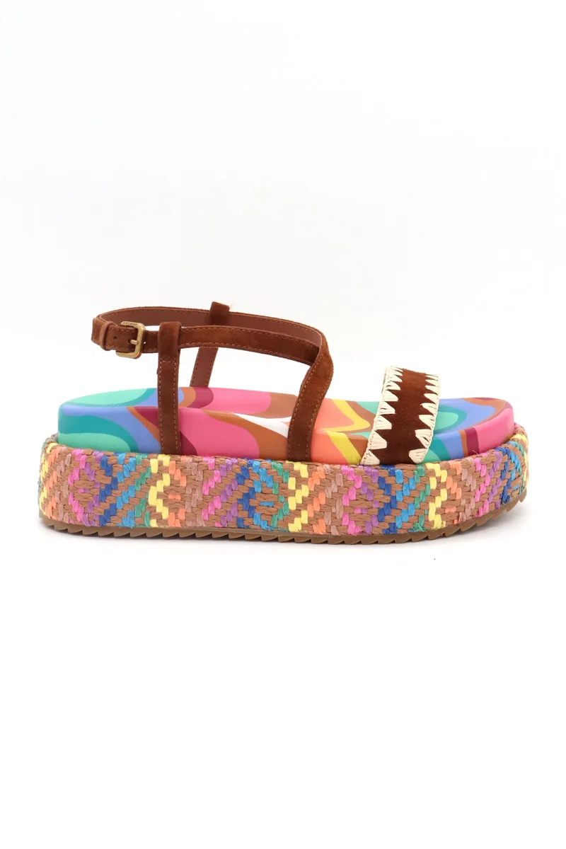 KURT GEIGER ΠΑΠΟΥΤΣΙΑ ΠΕΔΙΛΑ CHELSEA FLATFORM SANDAL ΣΟΥΕΤ ΣΧΕΔΙΑ LOGO ΠΟΛΥΧΡΩΜΟ
