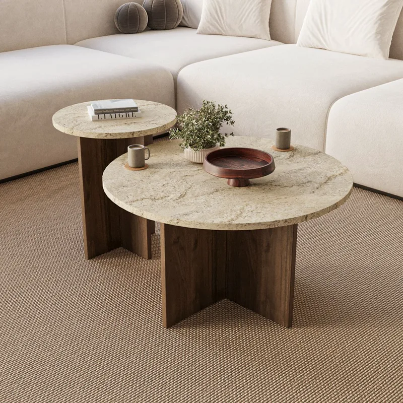 Σετ Τραπεζάκια Σαλονιού Private - Travertine, Walnut 116Sam1509 (70x40x70 cm)