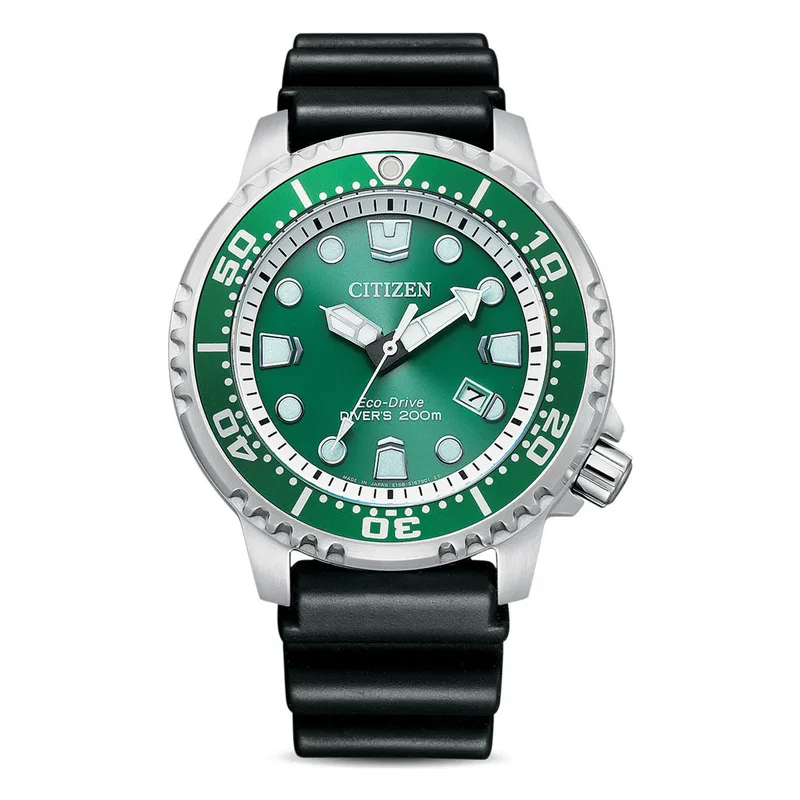 CITIZEN Promaster Marine Eco-Drive Divers Green Rubber Strap BN0158-18X