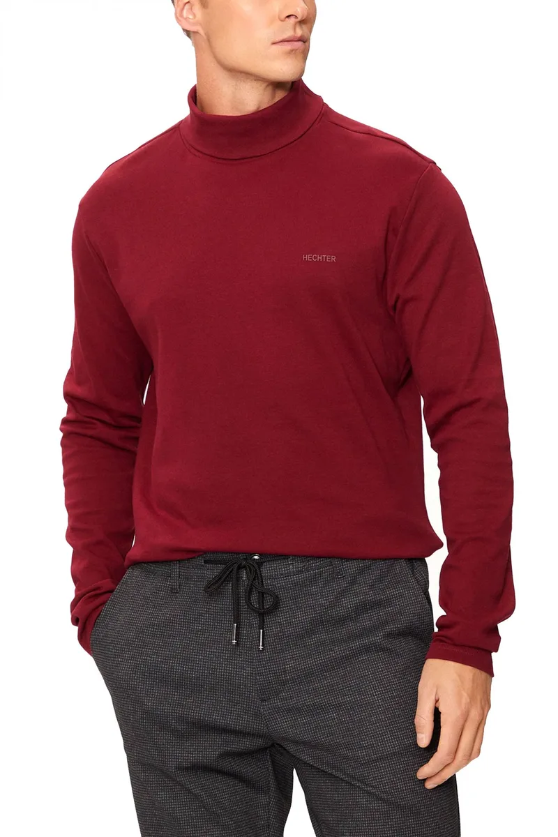 HECHTER T-SHIRT JERSEY ROLLNECK LOGO ΜΠΟΡΝΤΩ