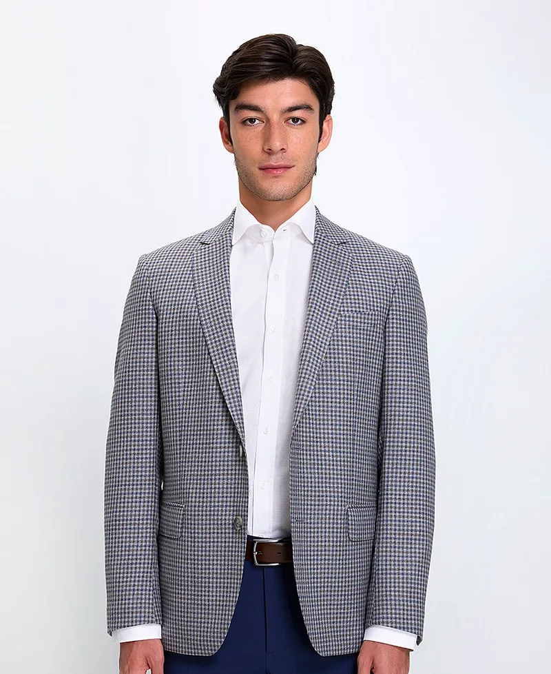HD x Vardas Ανδρικό Σακάκι Regular Fit Καρό Μπλε/Μπεζ
