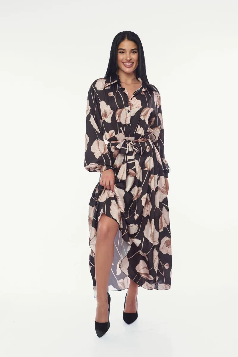 ΦΟΡΕΜΑ FLORAL MAXI ΜΑΥΡΟ Μαύρο
