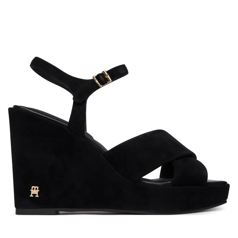 Σανδάλια Tommy Hilfiger Suede Wrapped High Wedge FW0FW09218 Μαύρο