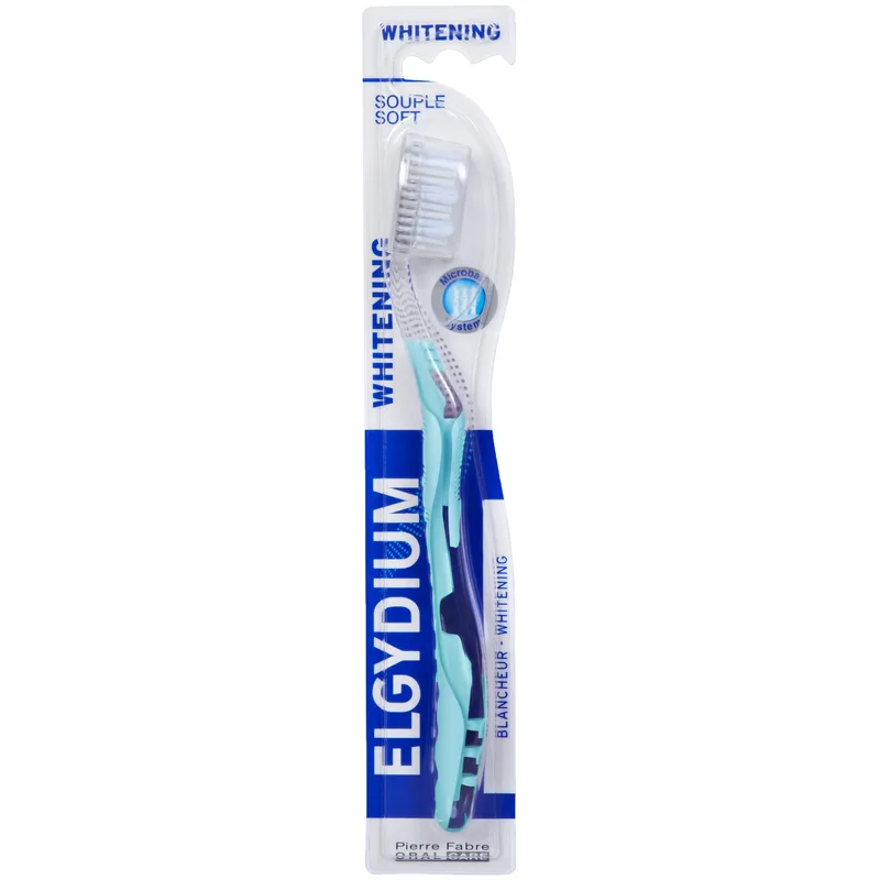 Elgydium Whitening Soft Toothbrush Μαλακή Οδοντόβουρτσα για πιο Λευκά Δόντια 1 Τεμάχιο - Γαλάζιο