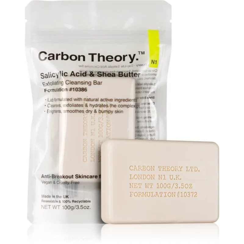 Carbon Theory Salicylic Acid & Shea Butter απαλό καθαριστικό σαπούνι με αποτέλεσμα απολέπισης 100 γρ