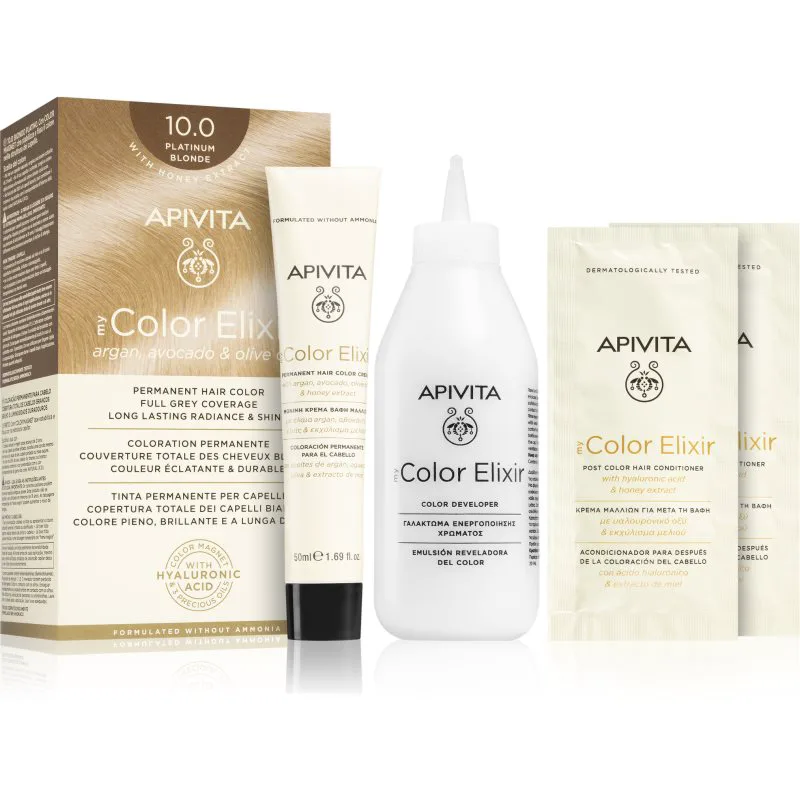 Apivita My Color Elixir βαφή μαλλιών χωρίς αμμωνία απόχρωση 10.0 Platinum Blonde 1 τμχ