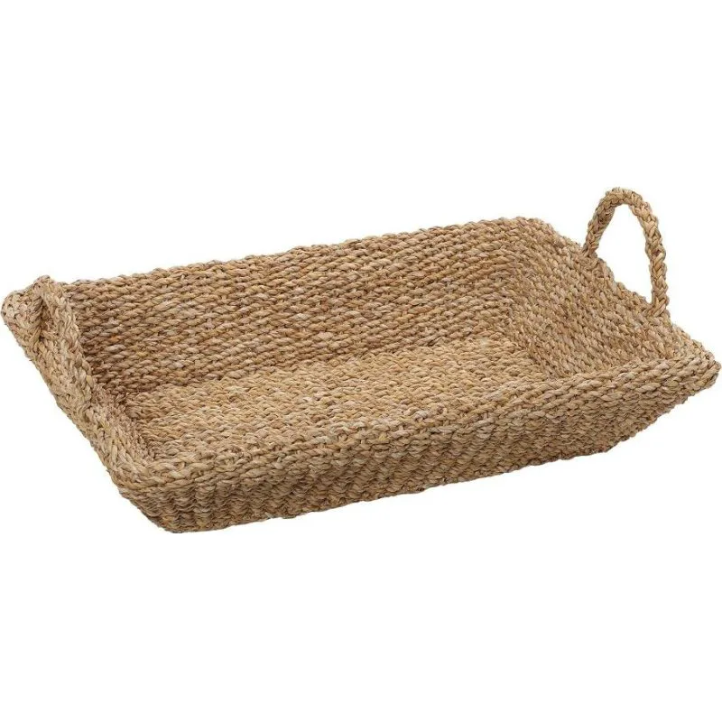 Ψάθινος δίσκος με χερούλια ορθογώνιος Seagrass 62x42x13εκ