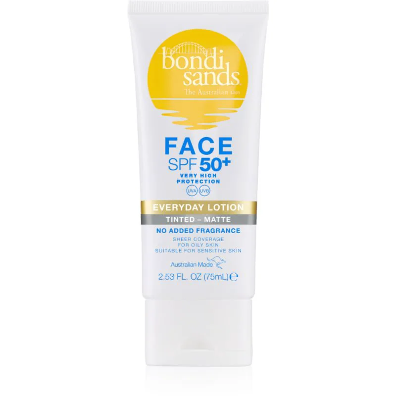 Bondi Sands SPF 50+ Everyday Face Lotion προστατευτική χρωματισμένη κρέμα προσώπου για ματ εμφάνιση SPF 50+ 75 ml