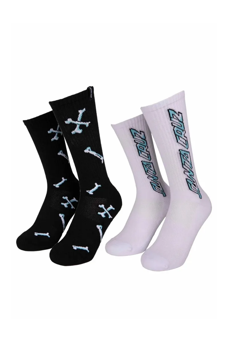 Santa Cruz Unisex Salba Bones Κάλτσες - 2 Pack-SCA-SCK-0618-BLACK