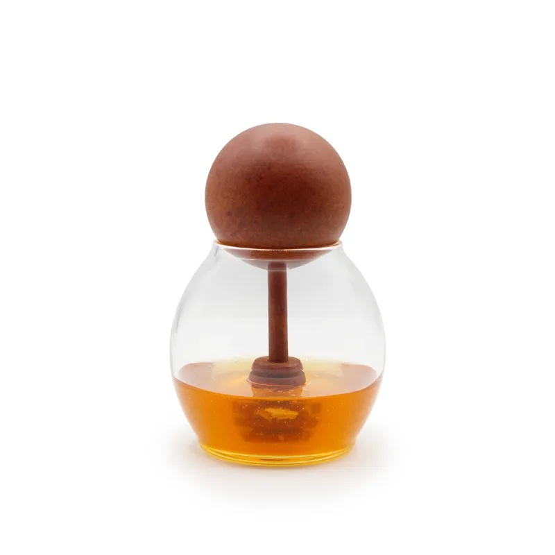 Γυάλινο Δοχείο για Μέλι 300ml Dark Wood Melii MEL28210 (Υλικό: Ξύλο, Χρώμα: Διάφανο ) - Melii - MEL28210