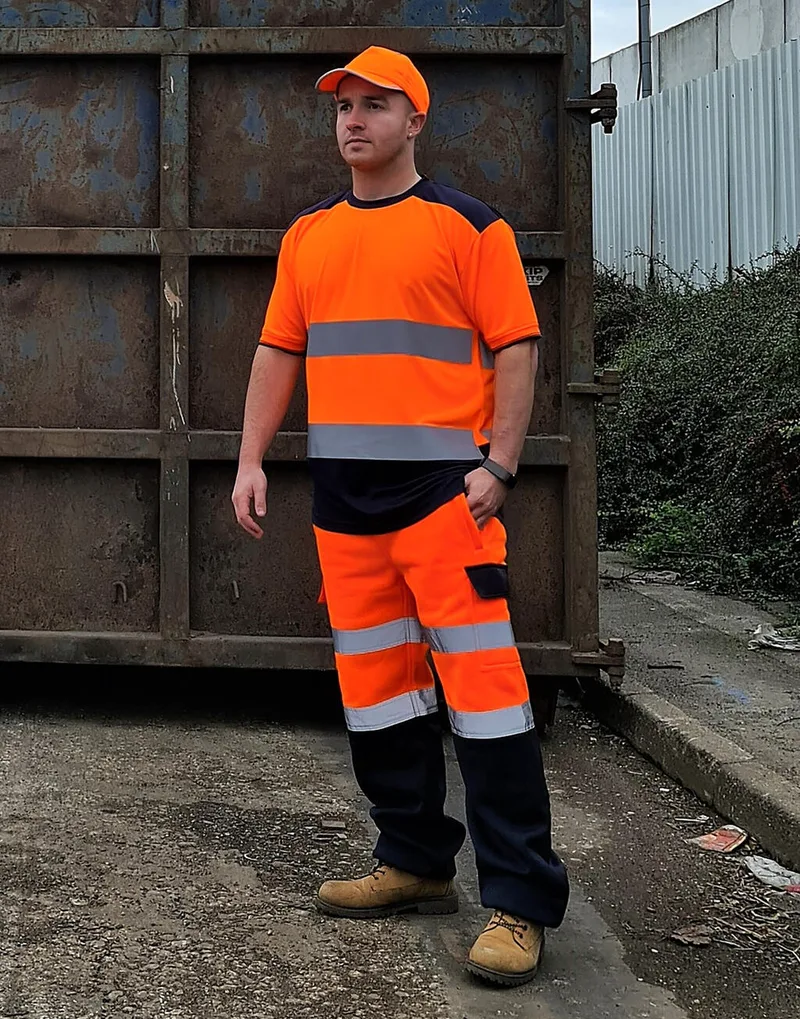 Hi-Vis Two Tone T-Shirts Yoko HVJ400 Orange/Navy