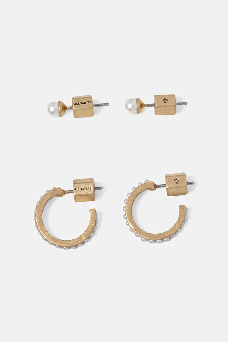 AllSaints Σκουλαρίκια Γυναικεία μεταλλικά 2-pack