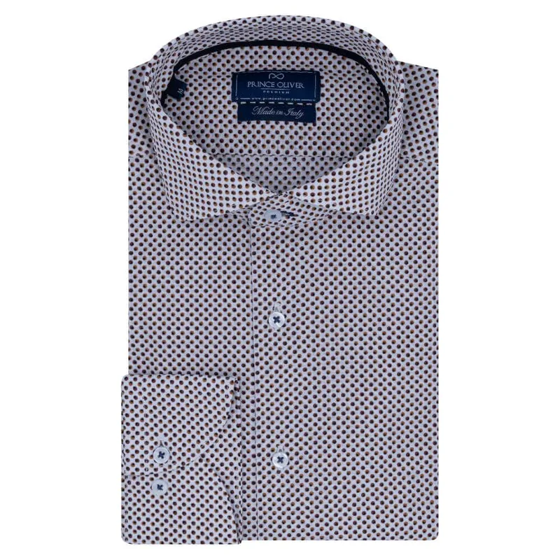 Superior Πουκάμισο Λευκό με Μικροσχέδιο 100% Fine Cotton (Modern Fit)
