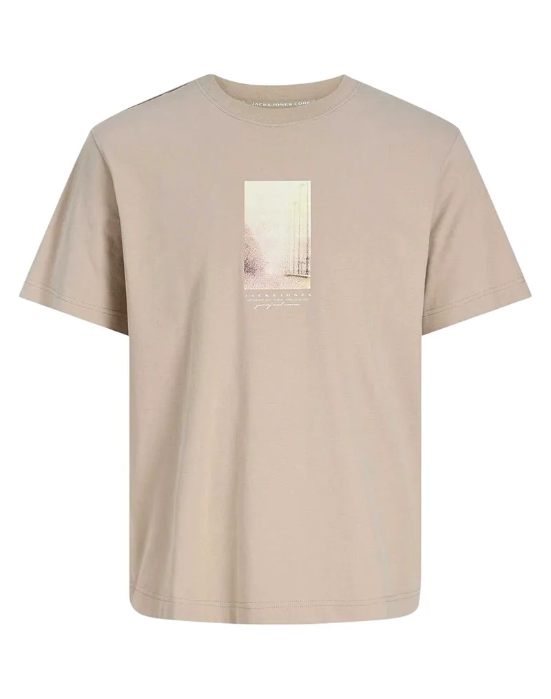 JACK&JONES JCOFUSION PHOTO PRINT TEE SS CREW NECK 12289870-Pure Cashmere Biege