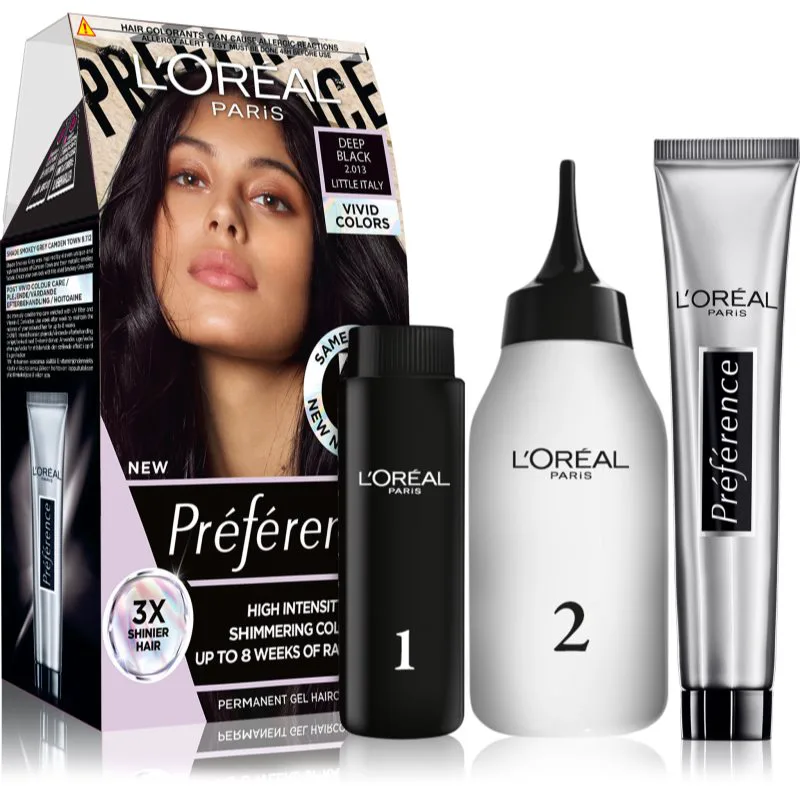L’Oréal Paris Préférence Vivids βαφή μαλλιών απόχρωση 2.013 Deep Black 1 τμχ