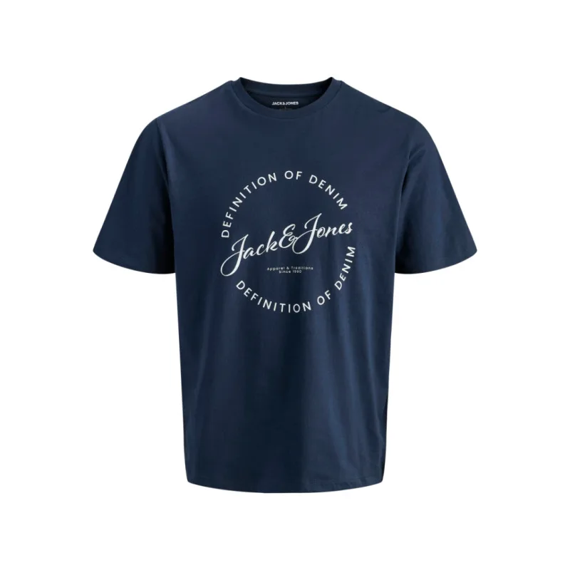 Jack & Jones "Greyson Tee"σε Plus fit γραμμή,με μεταξοτυπία - Navy Blazer