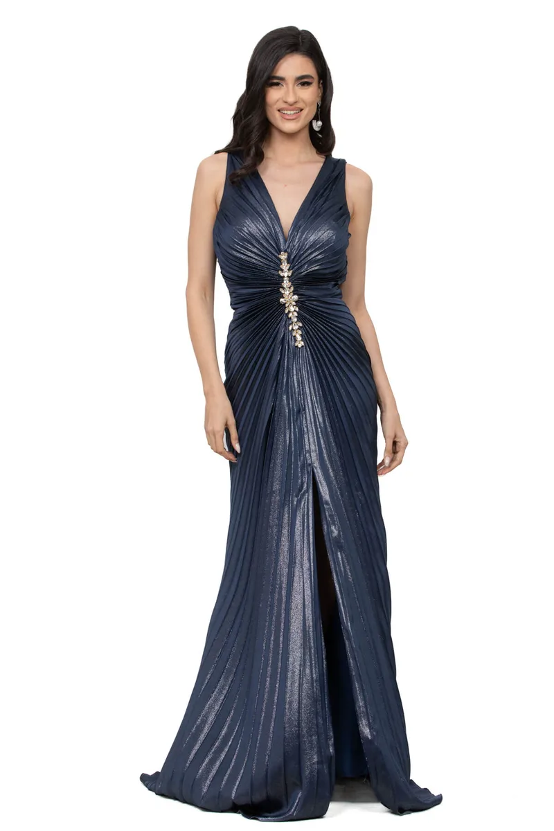 ΦΟΡΕΜΑ PLUS SIZE GLOSSY ΠΛΙΣΕ ΜΠΛΕ ΜΠΛΕ