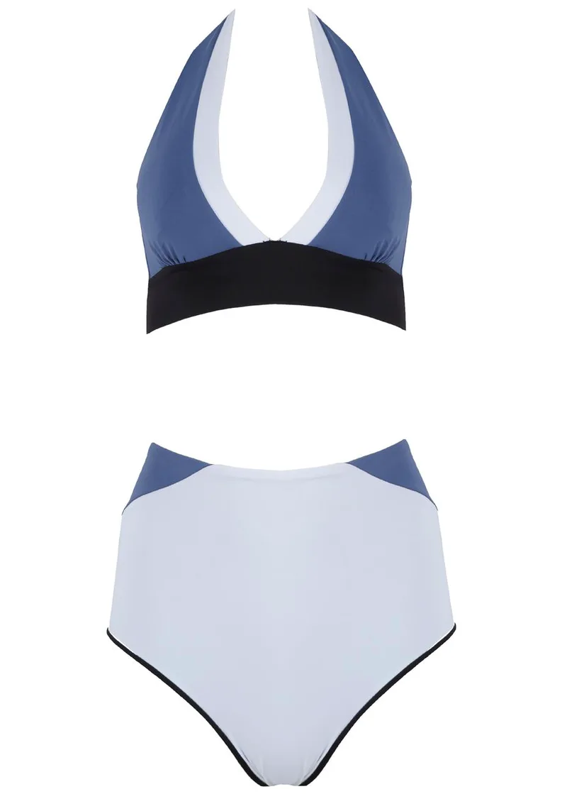 Set μαγιό φαρδύ τριγωνάκι με ενίσχυση & bikini ψηλόμεσο.Καλύπτει C & D cup. ΡΑΦ